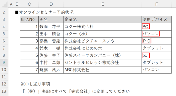 オンラインセミナー予約表