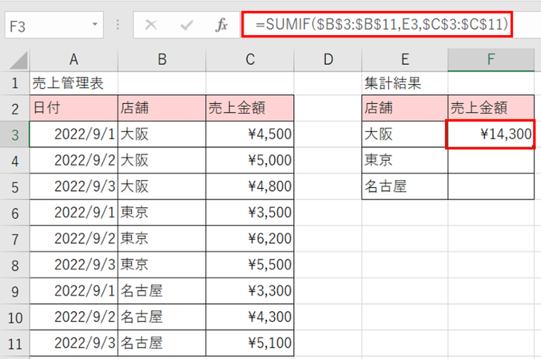 SUMIF関数